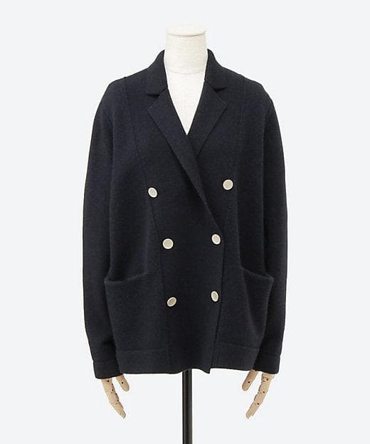 ebure エブール 金釦 ウール カシミア ニット ジャケット ネイビー