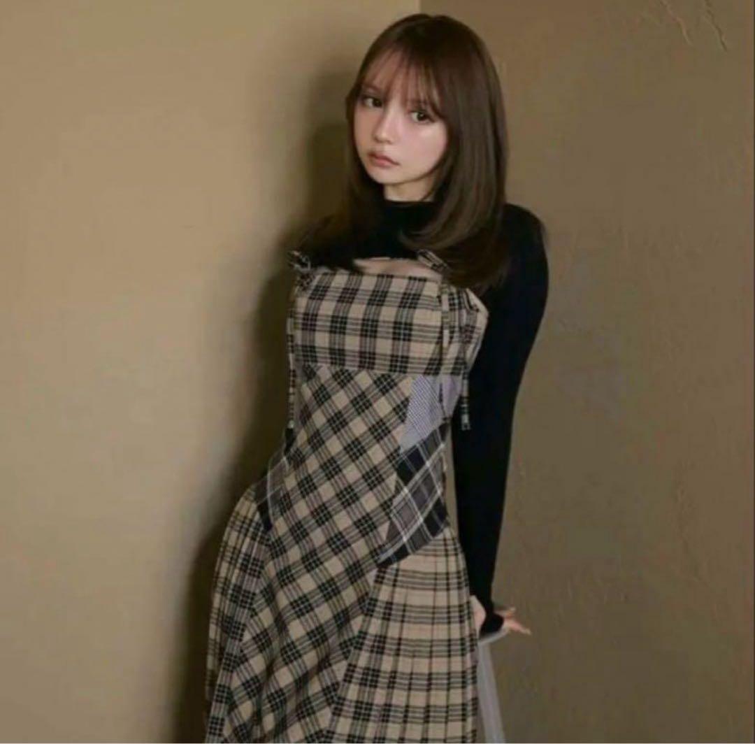 にゃん様andmary Nadia check long dress beige
