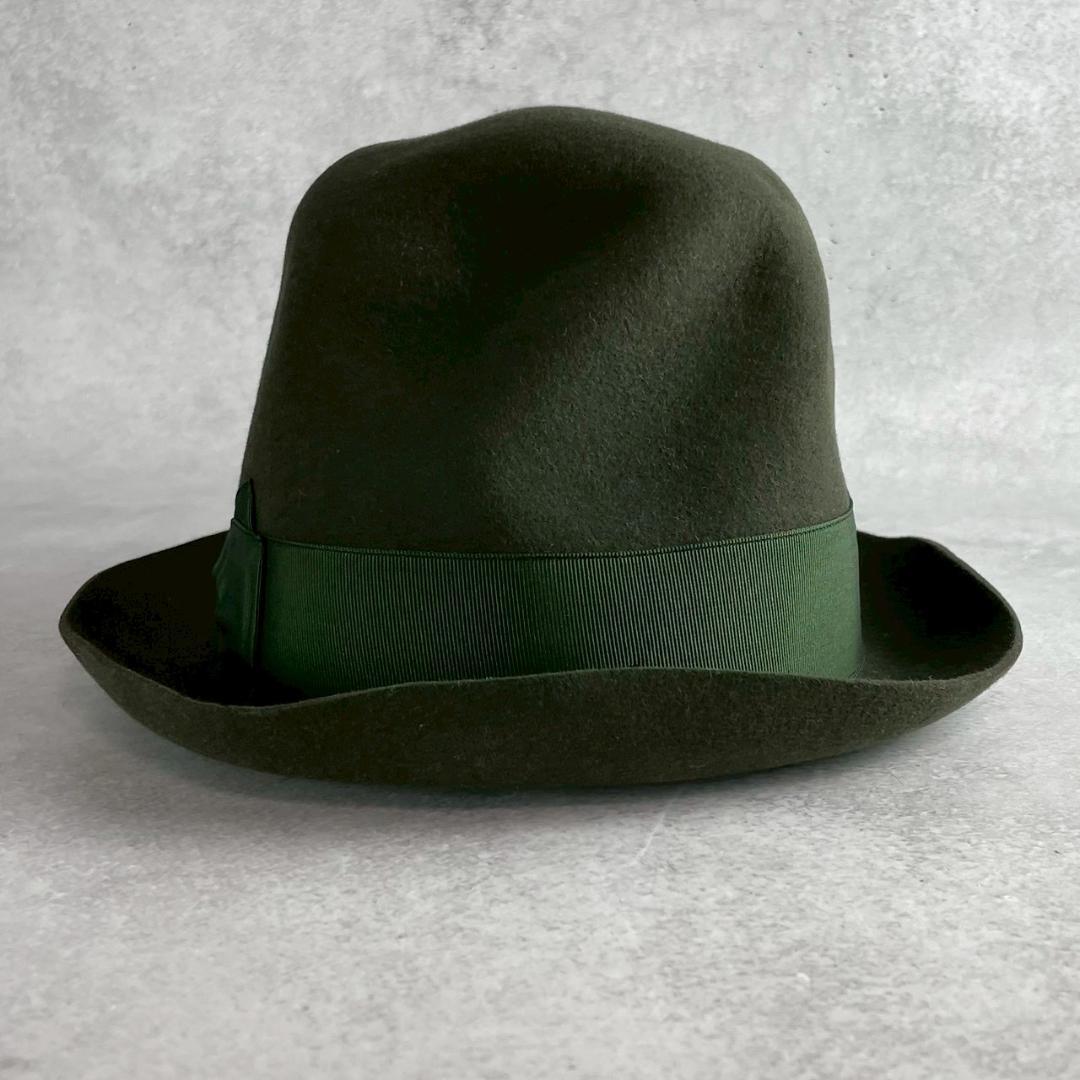 美品　ボルサリーノ　アレッサンドリア　ファー　フェルトハット　スモールブリム　緑