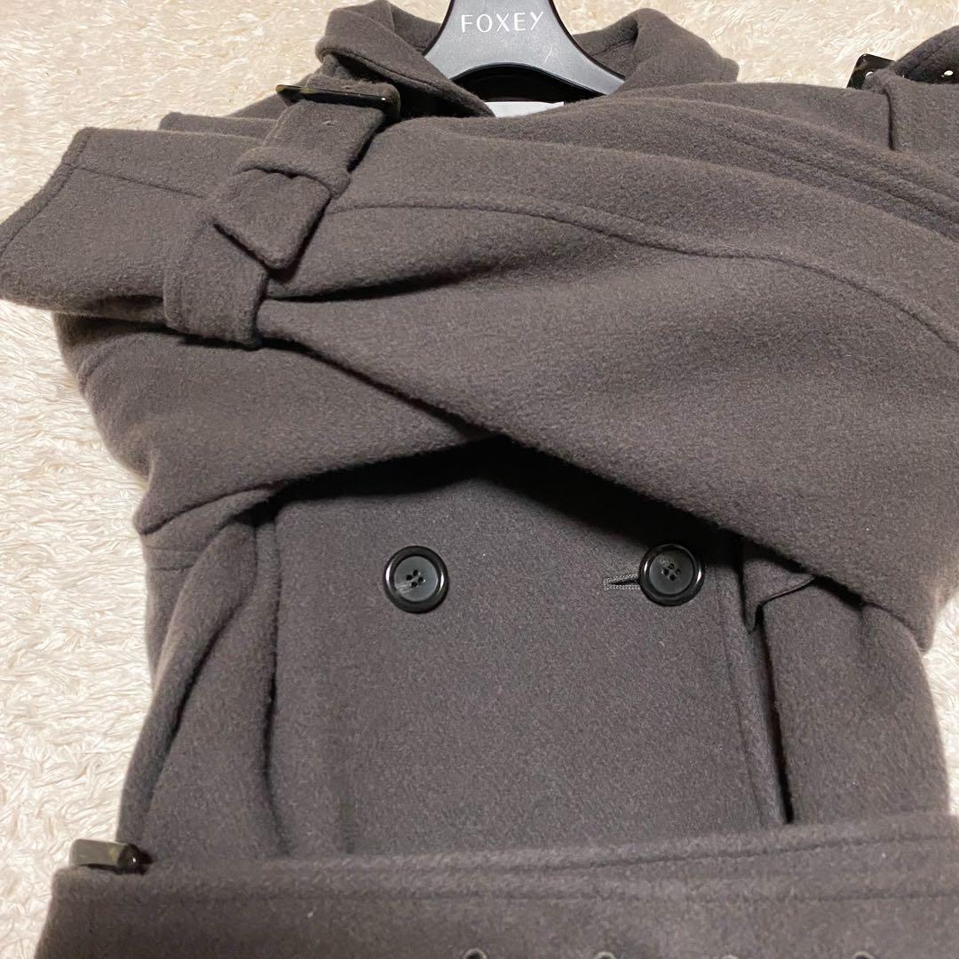 セルフォード　ダブルブレスト　ウール混ロングトレンチコート　グレージュ