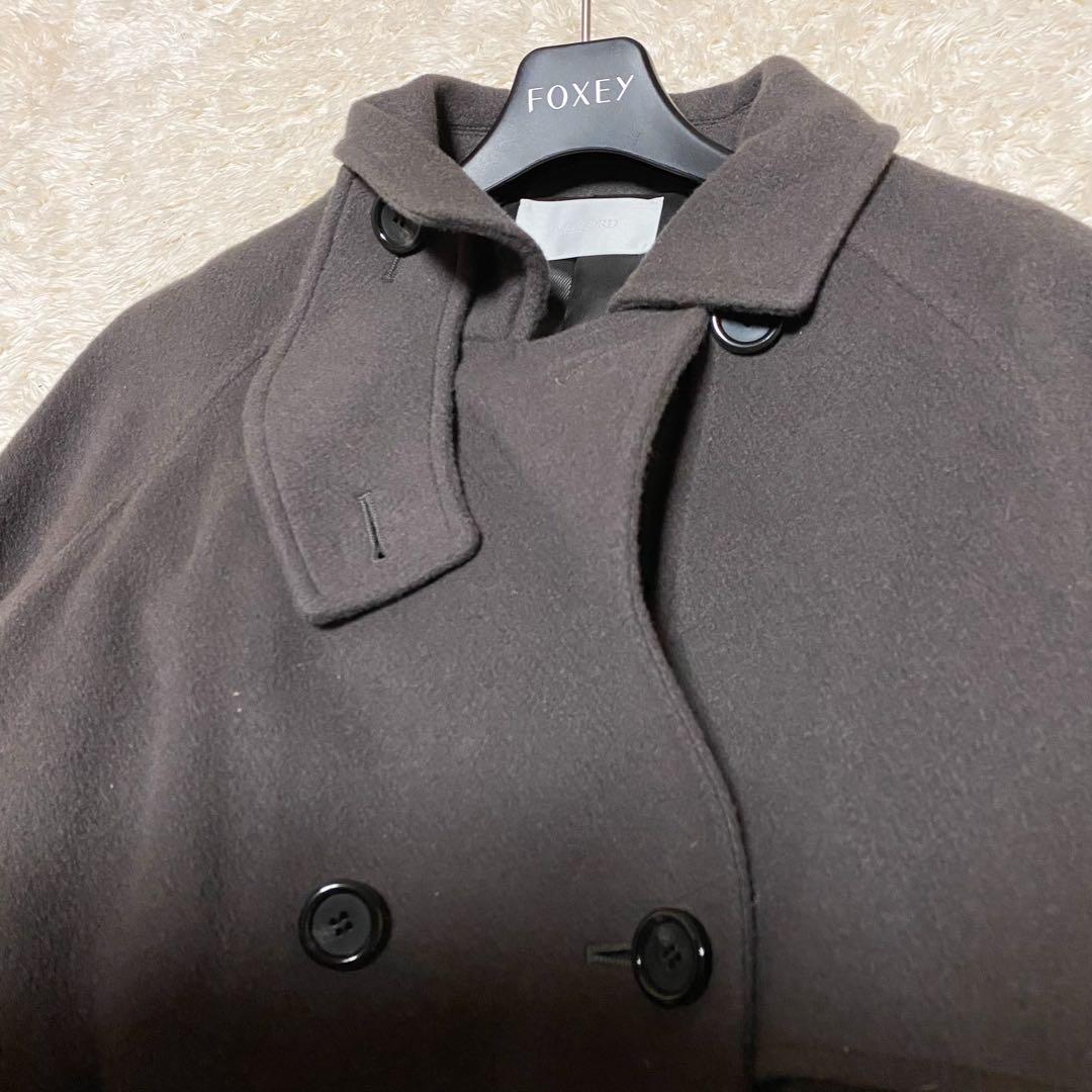 セルフォード　ダブルブレスト　ウール混ロングトレンチコート　グレージュ