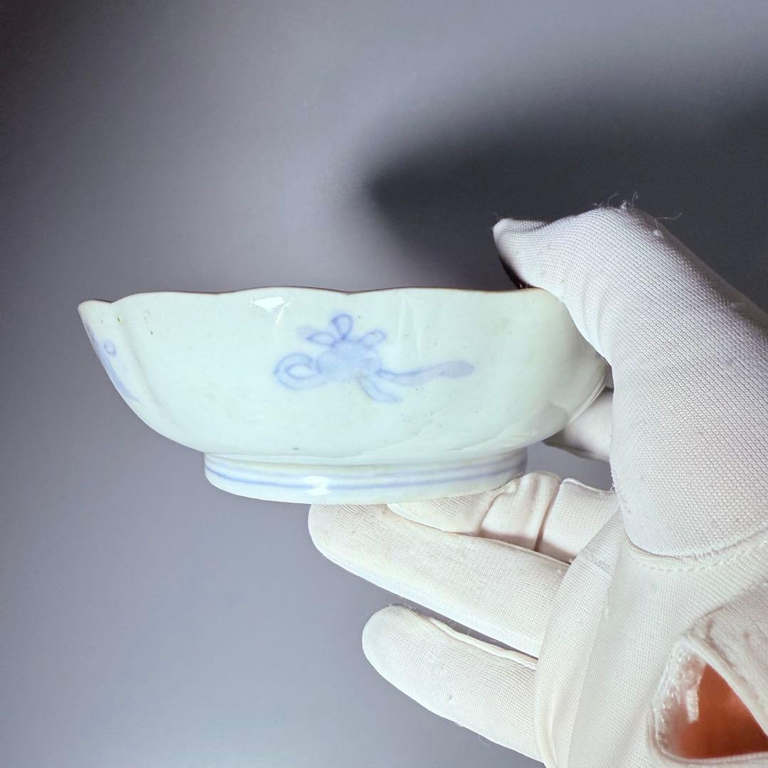 江戸後期～明治期　色絵人物図なます皿　5枚　珍しい絵付　蛇の目高台