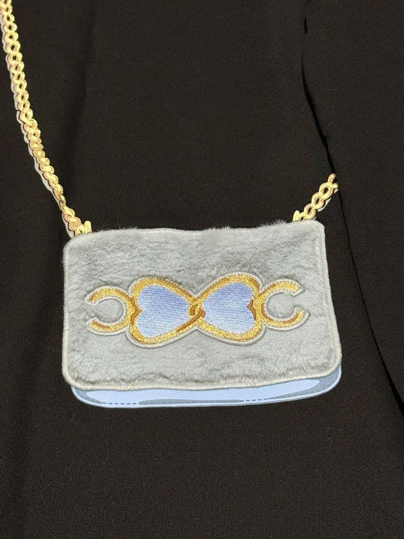 kate spade 長袖ワンピース 黒 160 ファーのポシェットデザイン