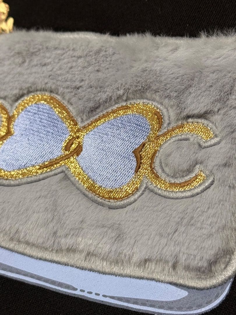 kate spade 長袖ワンピース 黒 160 ファーのポシェットデザイン