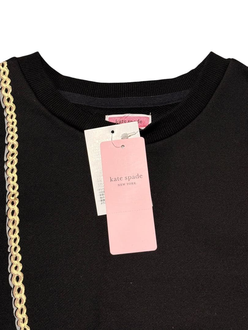 kate spade 長袖ワンピース 黒 160 ファーのポシェットデザイン