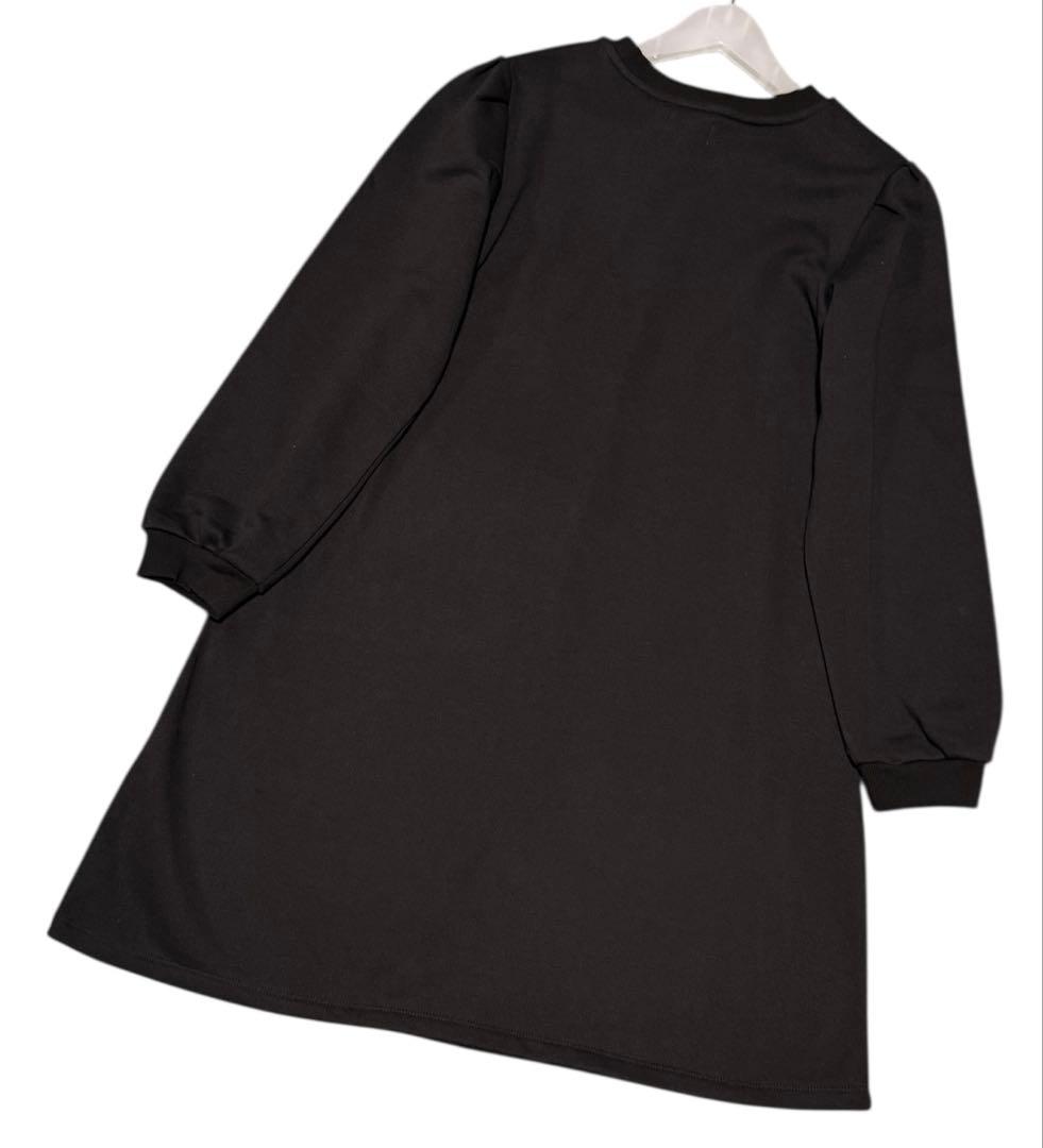 kate spade 長袖ワンピース 黒 160 ファーのポシェットデザイン
