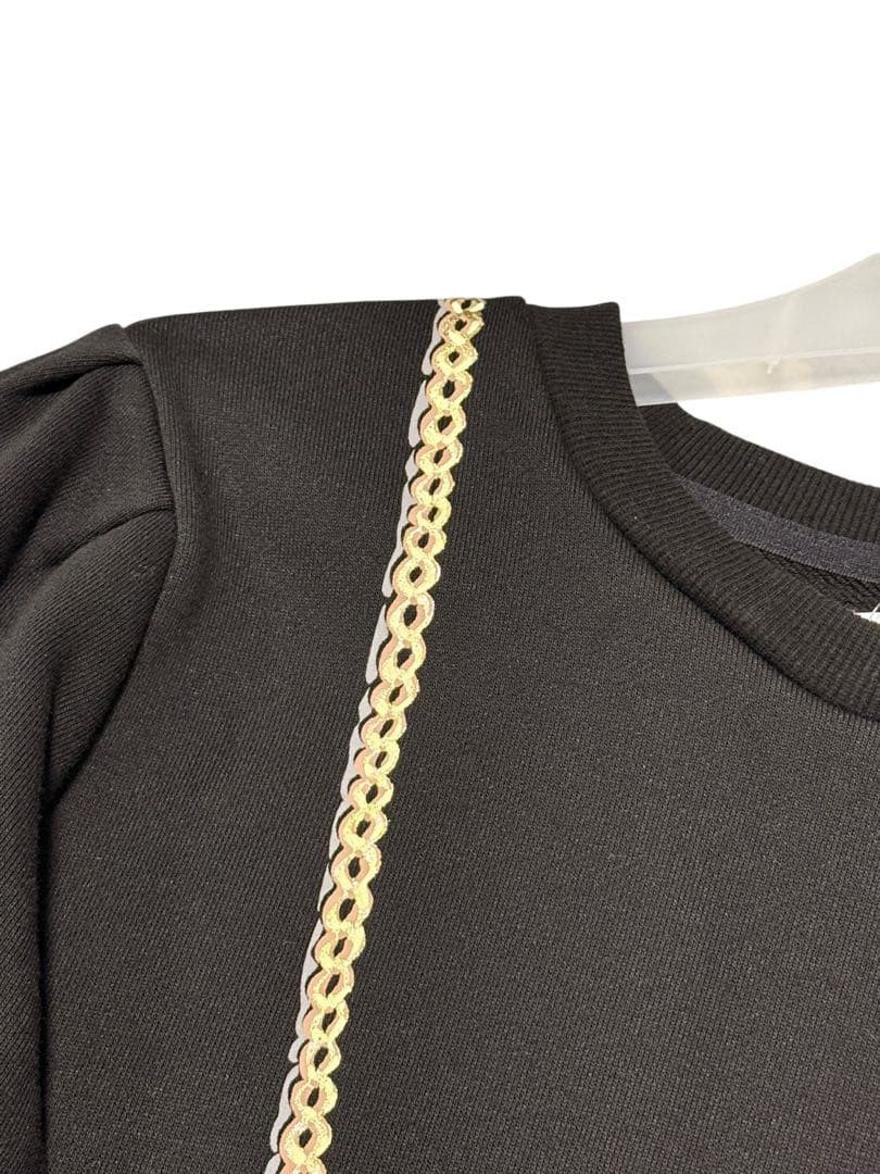 kate spade 長袖ワンピース 黒 160 ファーのポシェットデザイン