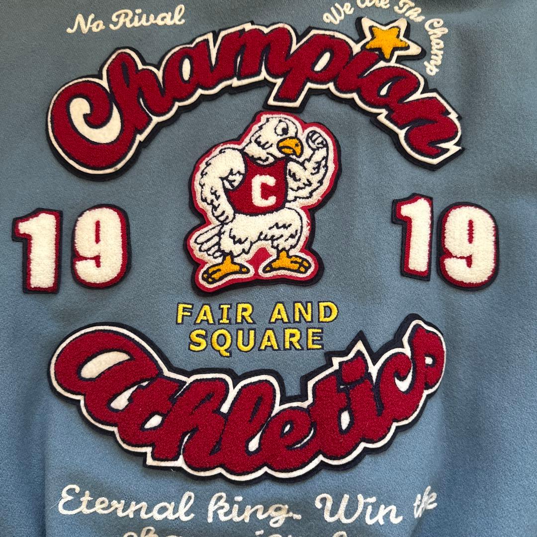 Champion スタジャン アワードジャケット 袖レザー フルデコ Ｌサイズ