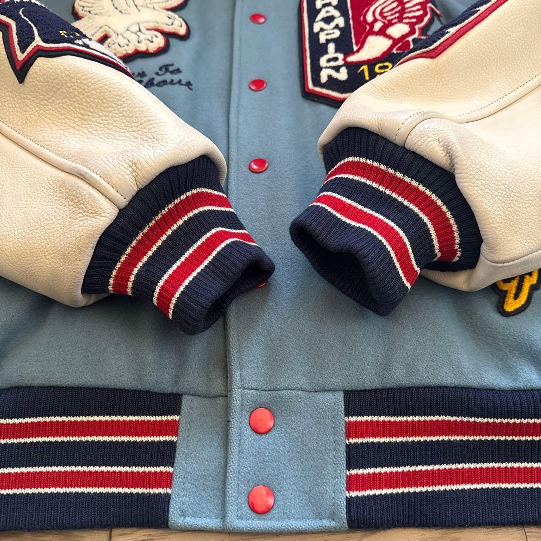 Champion スタジャン アワードジャケット 袖レザー フルデコ Ｌサイズ