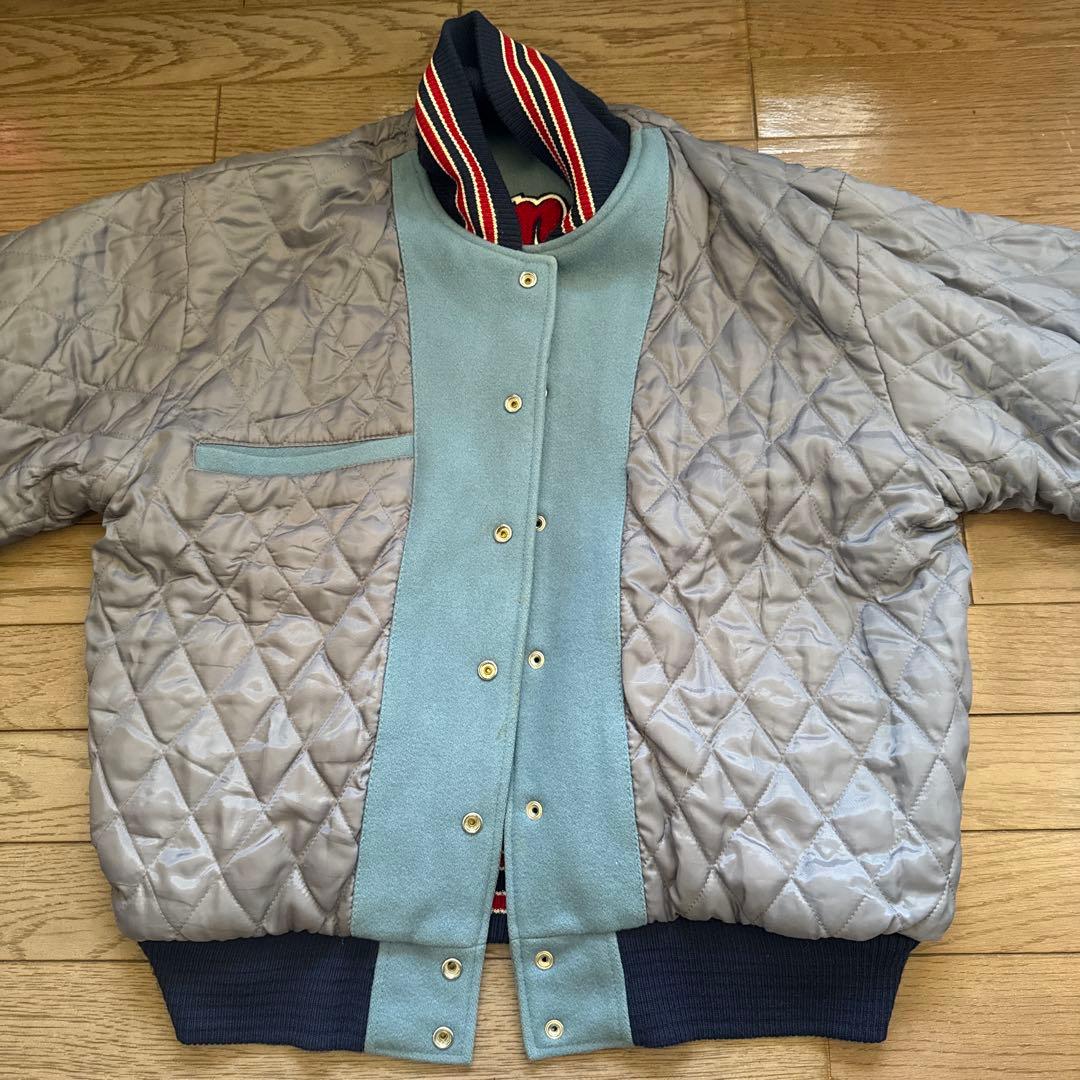 Champion スタジャン アワードジャケット 袖レザー フルデコ Ｌサイズ