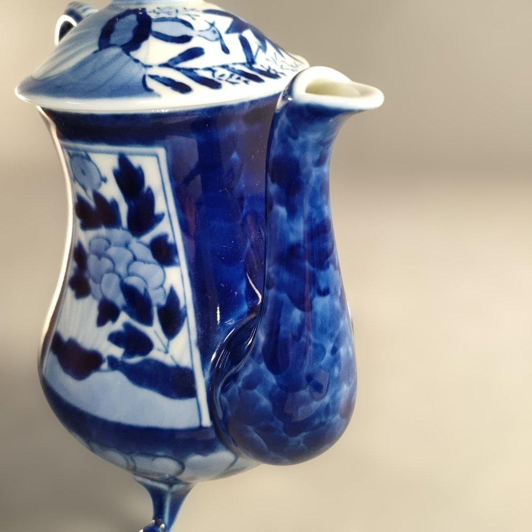 A1352-9/有田焼/深川製磁/染付花唐草文VOCポット/茶器/茶道具/煎茶器