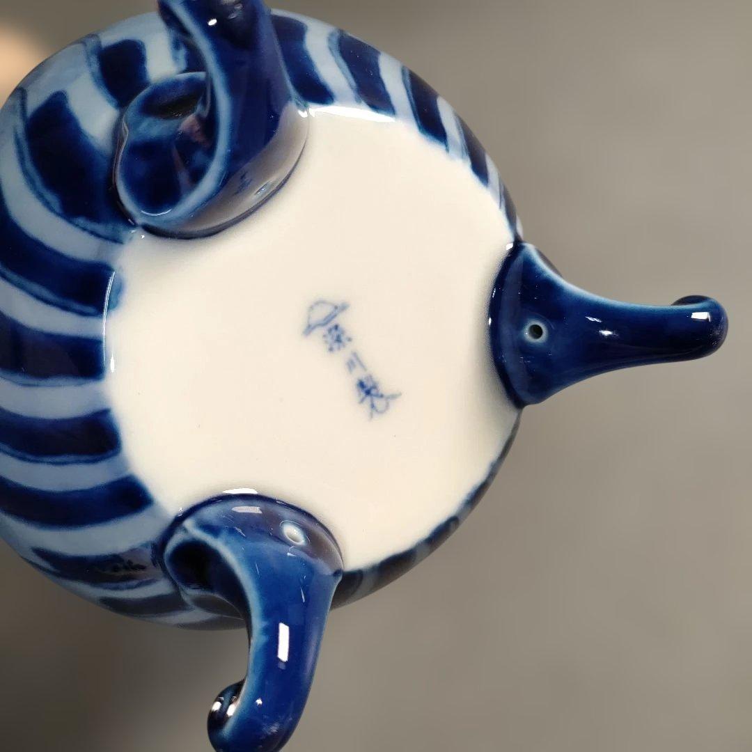 A1352-9/有田焼/深川製磁/染付花唐草文VOCポット/茶器/茶道具/煎茶器