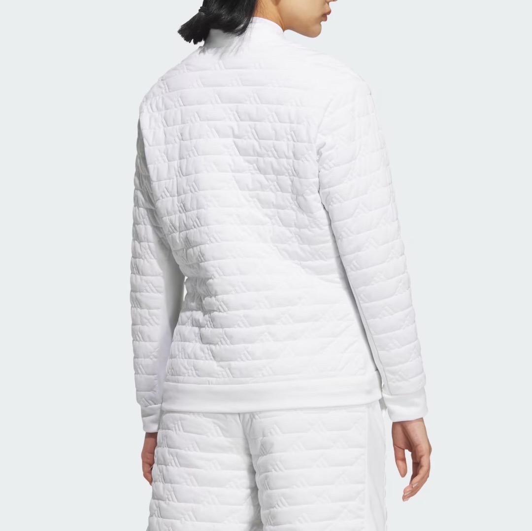 【M】秋冬 定価34,100円 アディダス ゴルフ 中綿 キルト セットアップ白