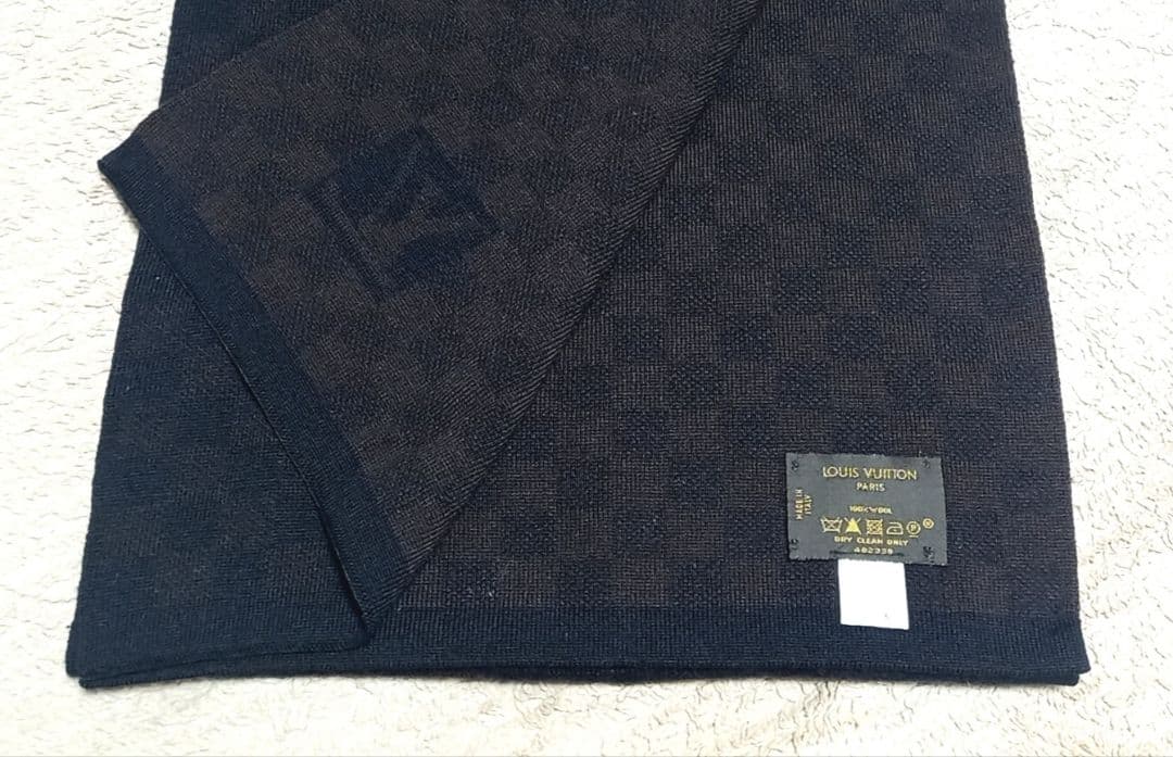 ブラック/ブラウン LV モノグラムマフラー