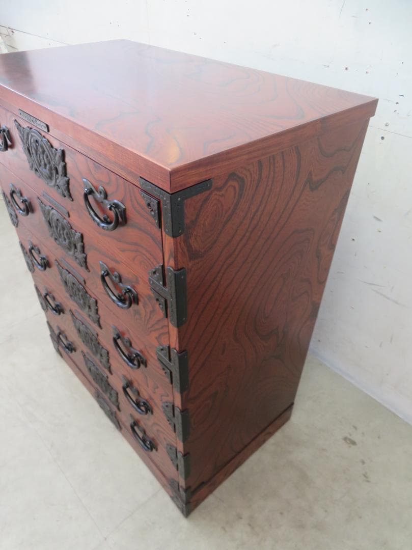 ■展示品■岩谷堂箪笥■伝統工芸品■拭漆■欅■整理箪笥■時代箪笥■5段■チェスト■