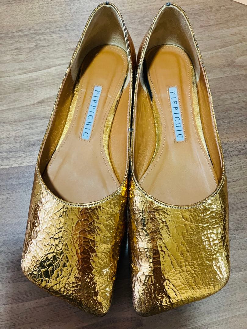 【美品】〈PIPPICHIC〉LINDA スクエア フラットシューズ