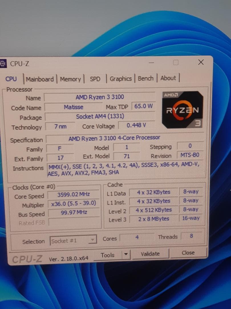 自作PC　RYZEN3 3100・8GB・128GB・GTX750Ti
