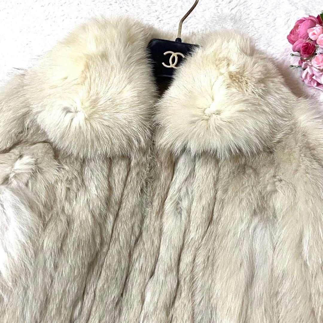 フォックスファー 本毛皮 コート サイズL相当