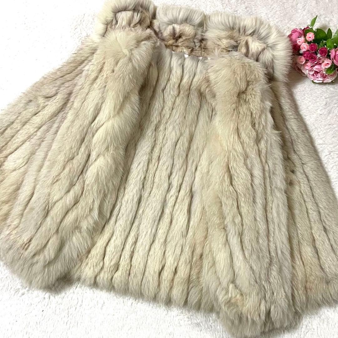 フォックスファー 本毛皮 コート サイズL相当