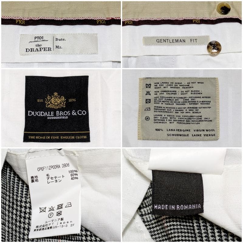 PT01 ウール100 GENTLEMAN FIT グレンチェック スラックス