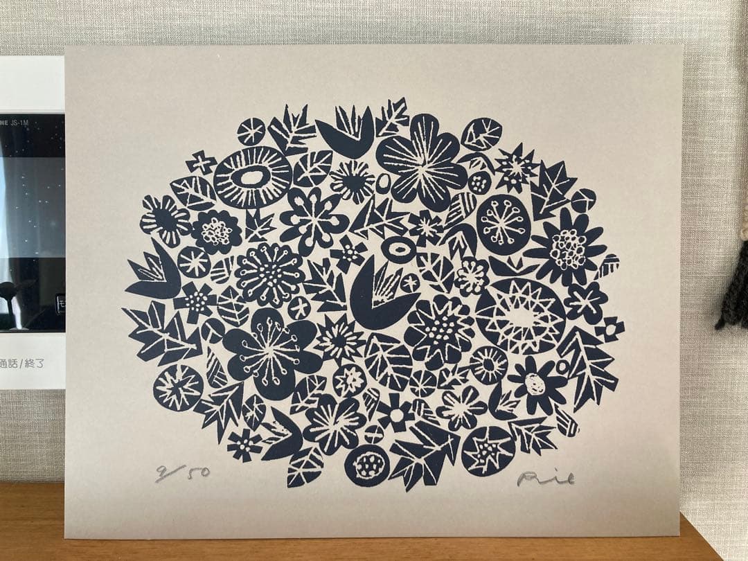 【2枚＋額1つ】バーズワーズ　シルクスクリーン/伊藤利江