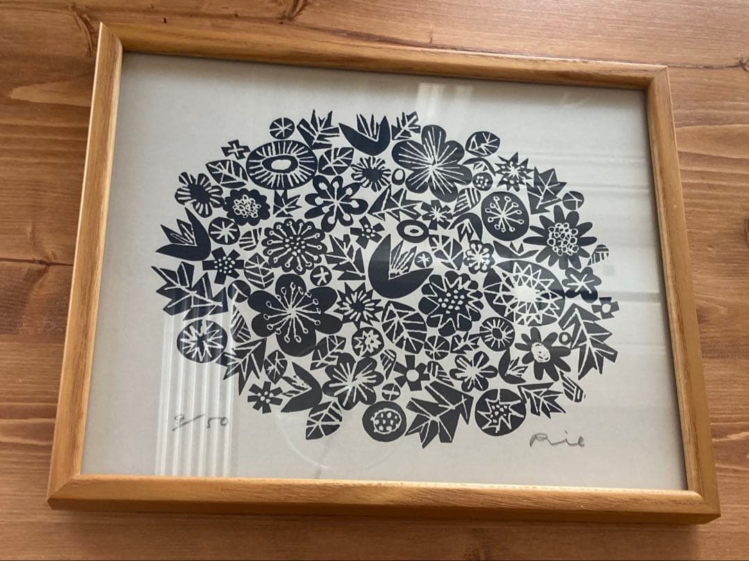 【2枚＋額1つ】バーズワーズ　シルクスクリーン/伊藤利江