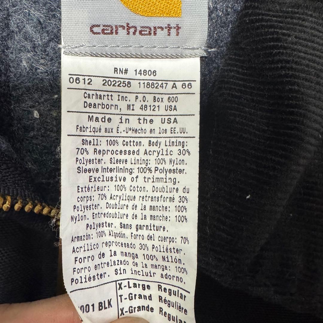 【Carhartt】USA製 デトロイトジャケット XLブラック