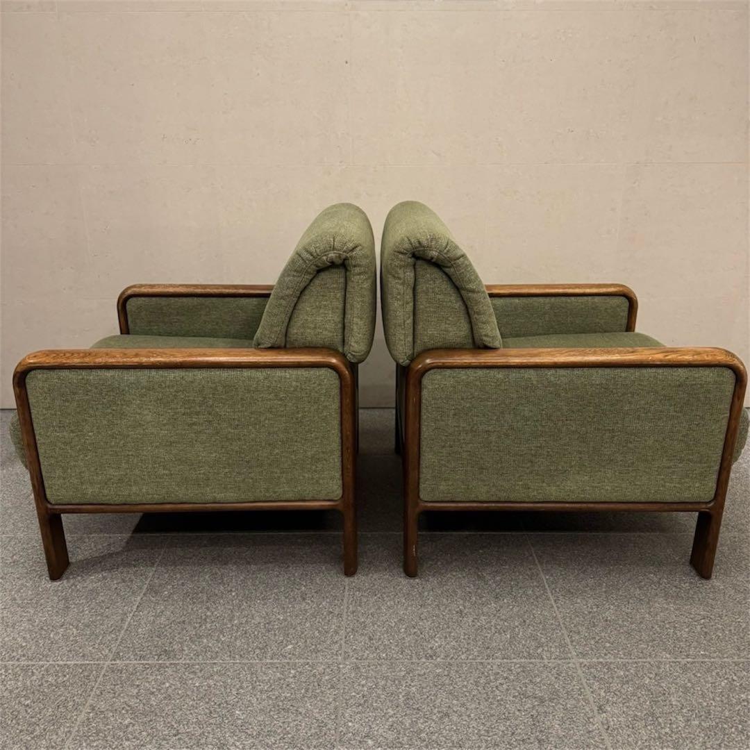 オールドカリモク パネルアーム 1人掛けソファ ②