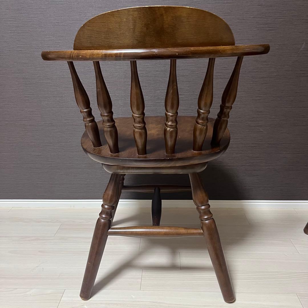希少 飛騨家具　ウィンザーチェア　回転チェア　昭和レトロ　ヴィンテージ　木製 ①
