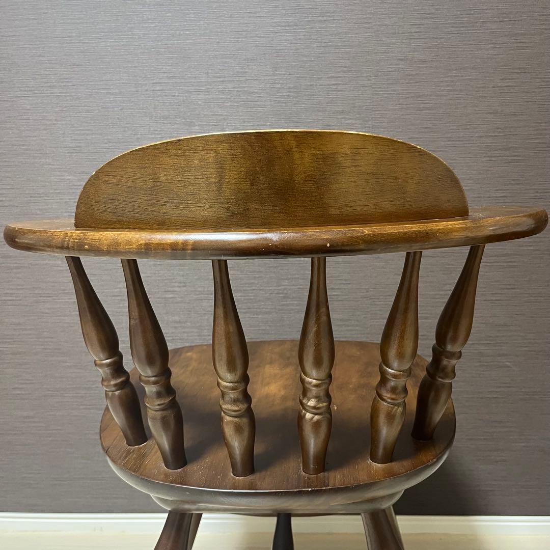 希少 飛騨家具　ウィンザーチェア　回転チェア　昭和レトロ　ヴィンテージ　木製 ①