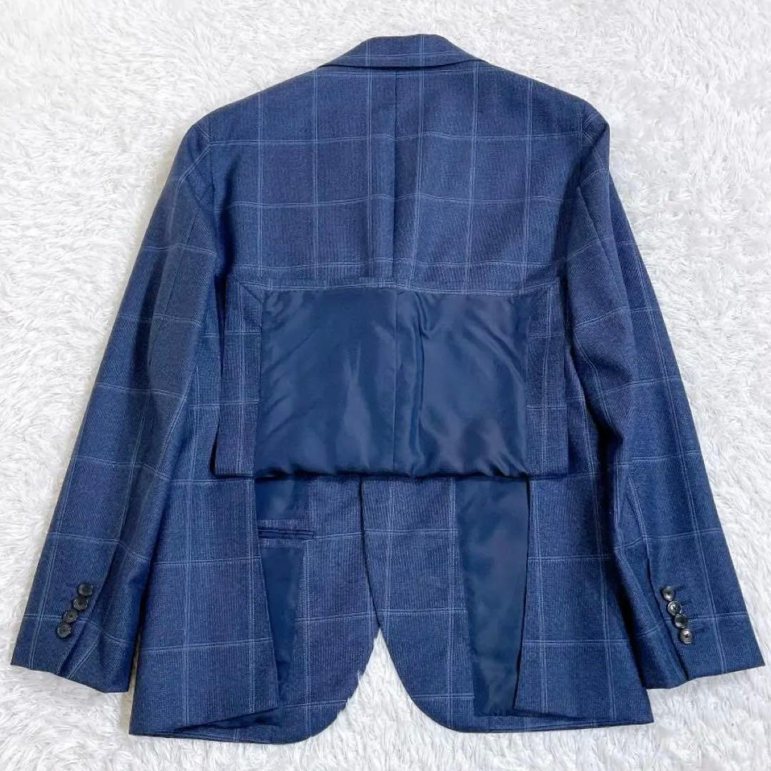 【美品】エディフィス セットアップスーツ カノニコ生地 ネイビー チェック 48