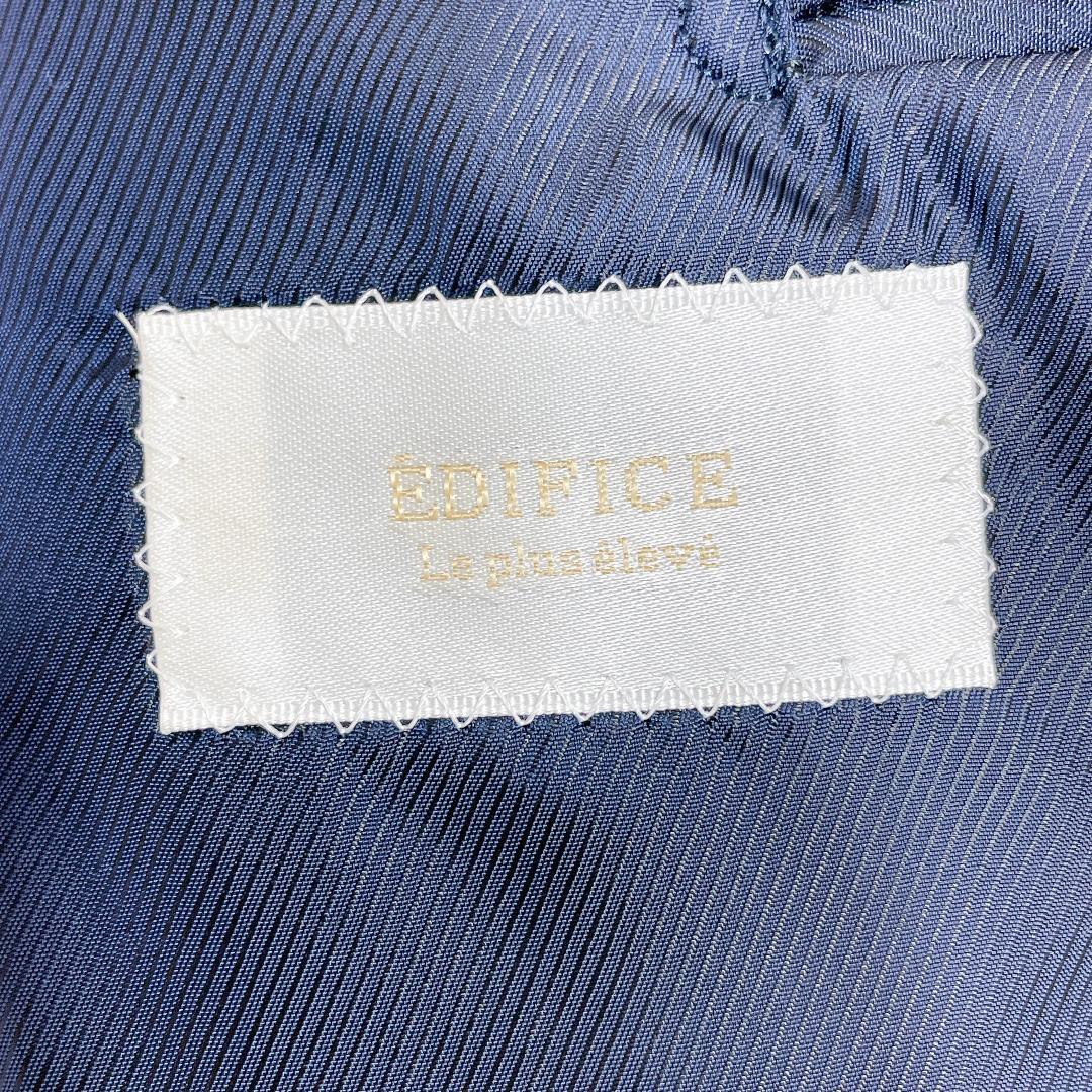 【美品】エディフィス セットアップスーツ カノニコ生地 ネイビー チェック 48