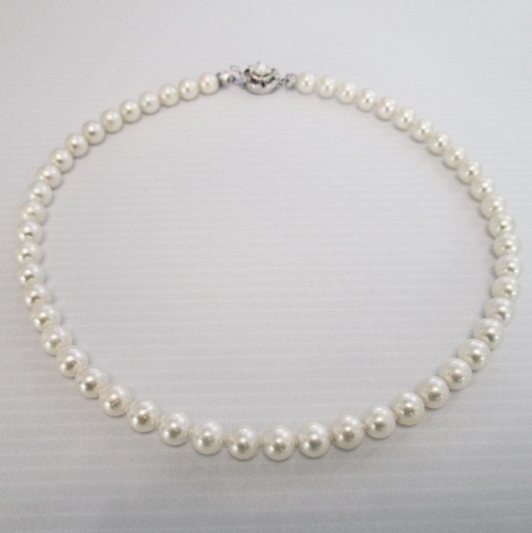セール☆極美品☆超大珠あこや本真珠ネックレス ７.５-８ミリ 照りあり