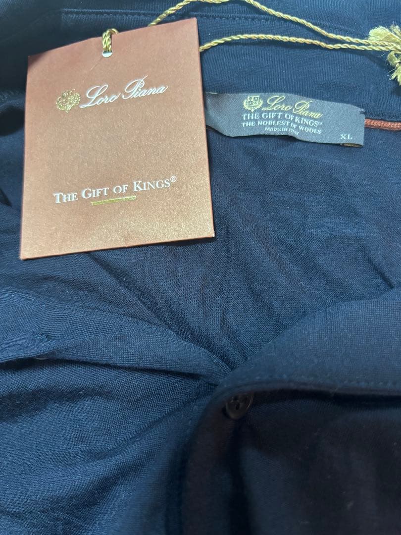 ロロピアーナ　ネイビー 長袖ポロシャツ