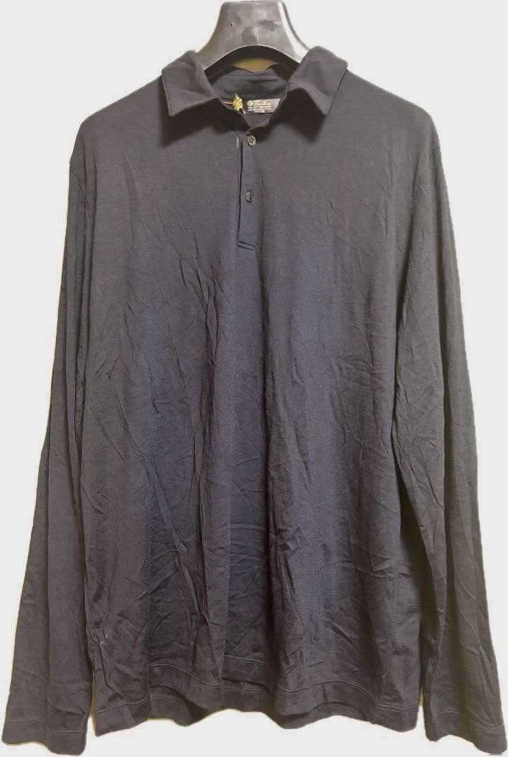 ロロピアーナ　ネイビー 長袖ポロシャツ