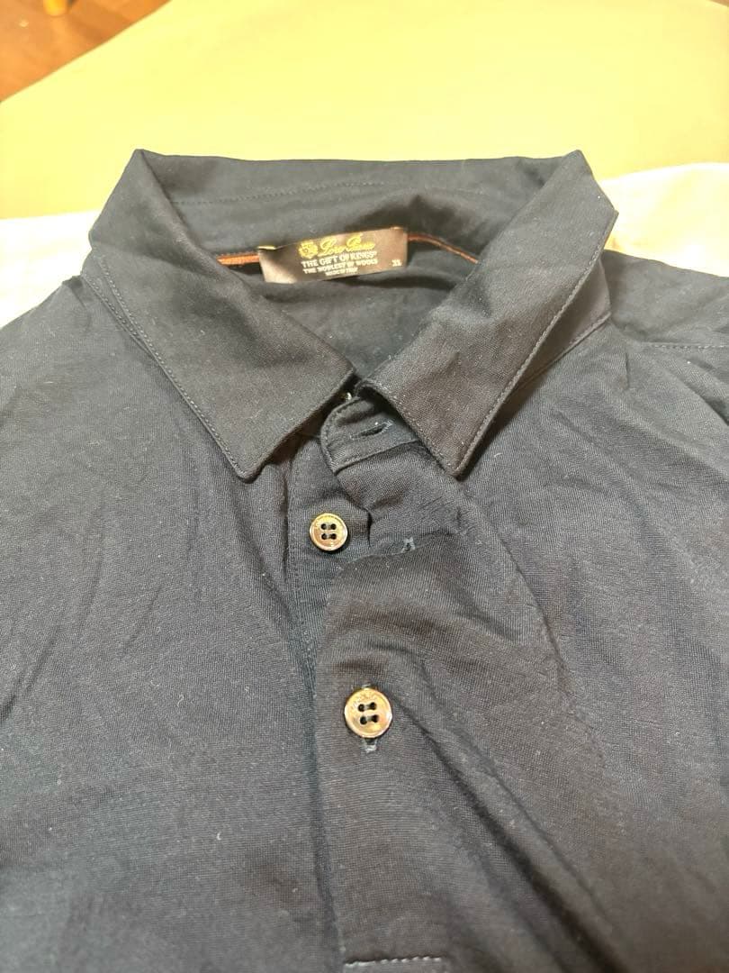 ロロピアーナ　ネイビー 長袖ポロシャツ