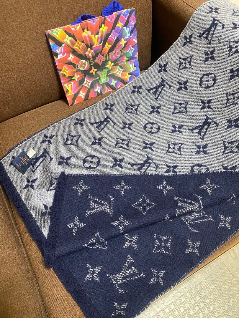 ルイヴィトン　モノグラム　マフラー　エシャルプ・ピエ ドゥ プール ウール