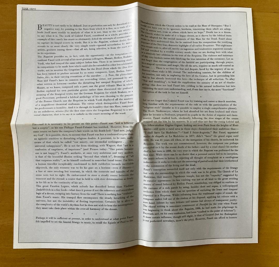 【シングルレイヤーSACD】フォーレ　「レクイエム」　クリュイタンス指揮