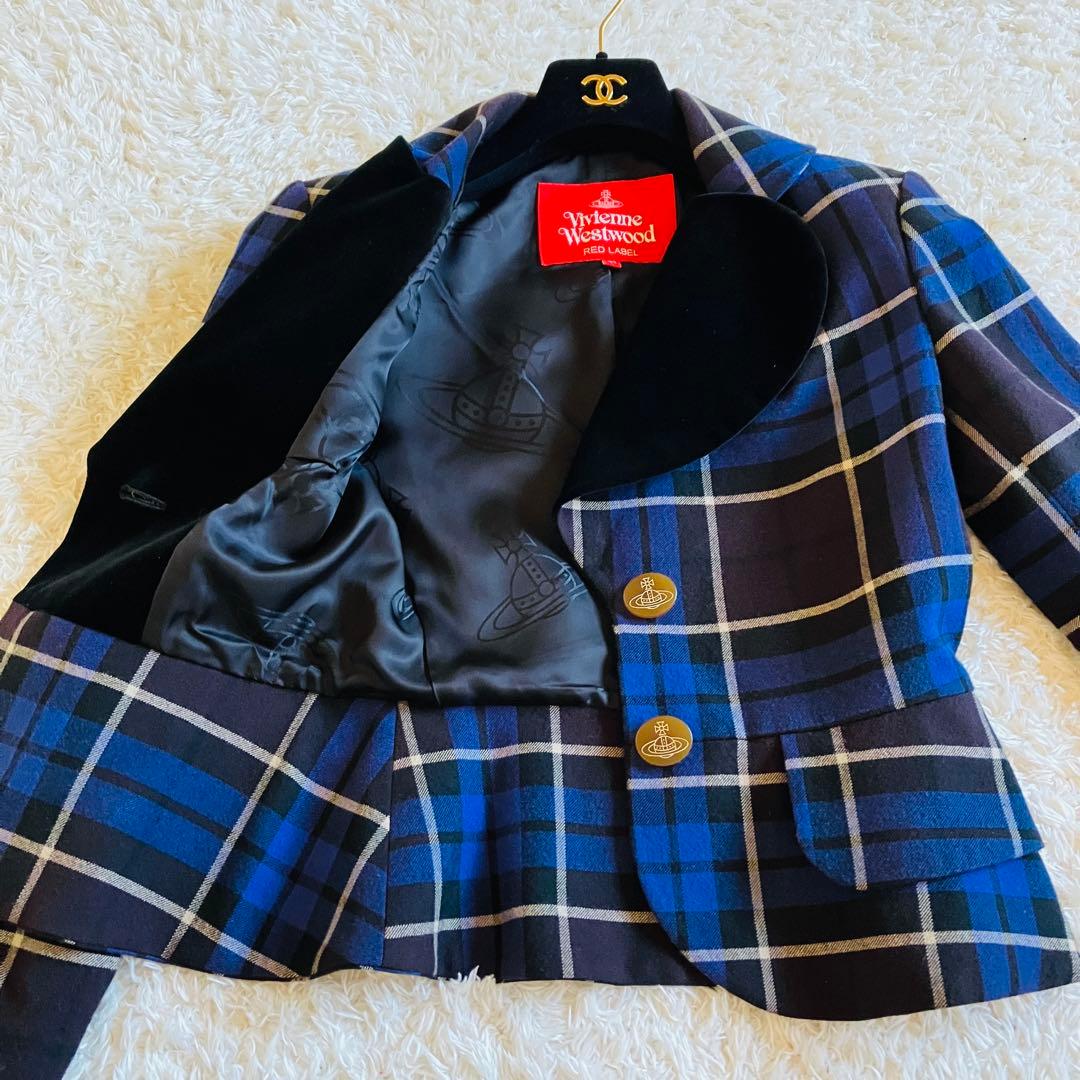 美品　ヴィヴィアンウエストウッド　ラブジャケット　チェック　ベロア　01