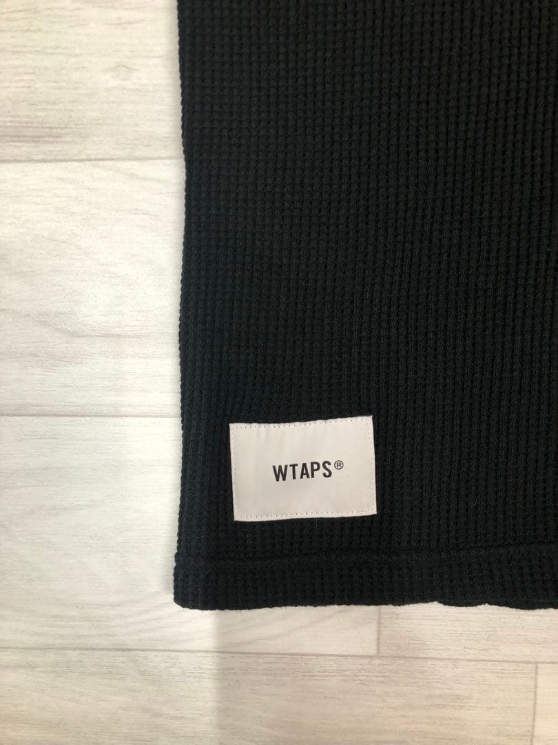 WTAPS ワッフル ロングスリーブ コットン サイン ブラック ロンT