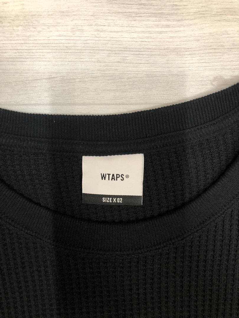 WTAPS ワッフル ロングスリーブ コットン サイン ブラック ロンT