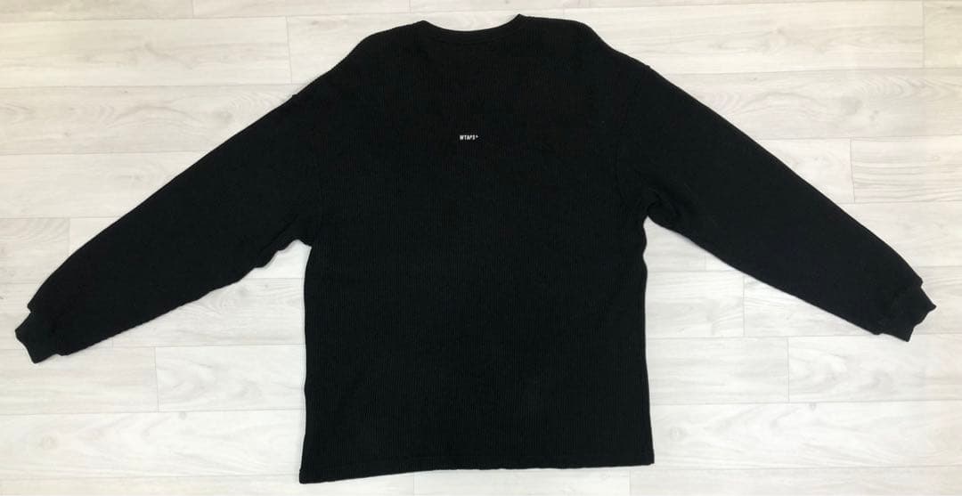 WTAPS ワッフル ロングスリーブ コットン サイン ブラック ロンT