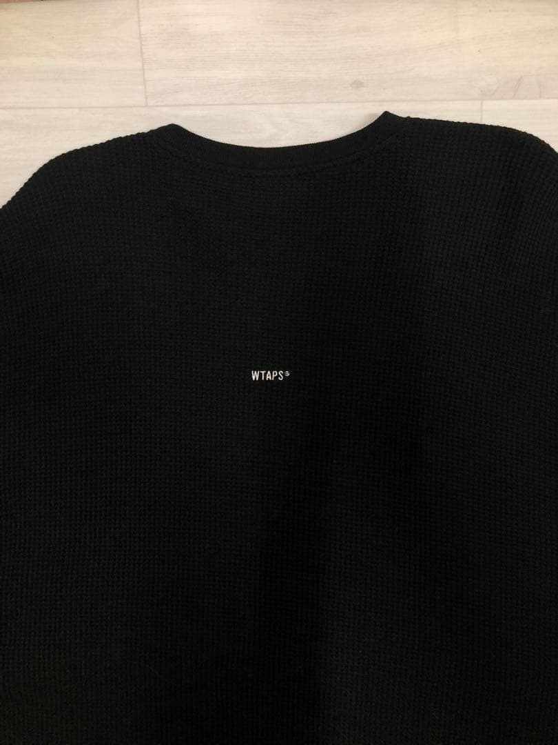 WTAPS ワッフル ロングスリーブ コットン サイン ブラック ロンT