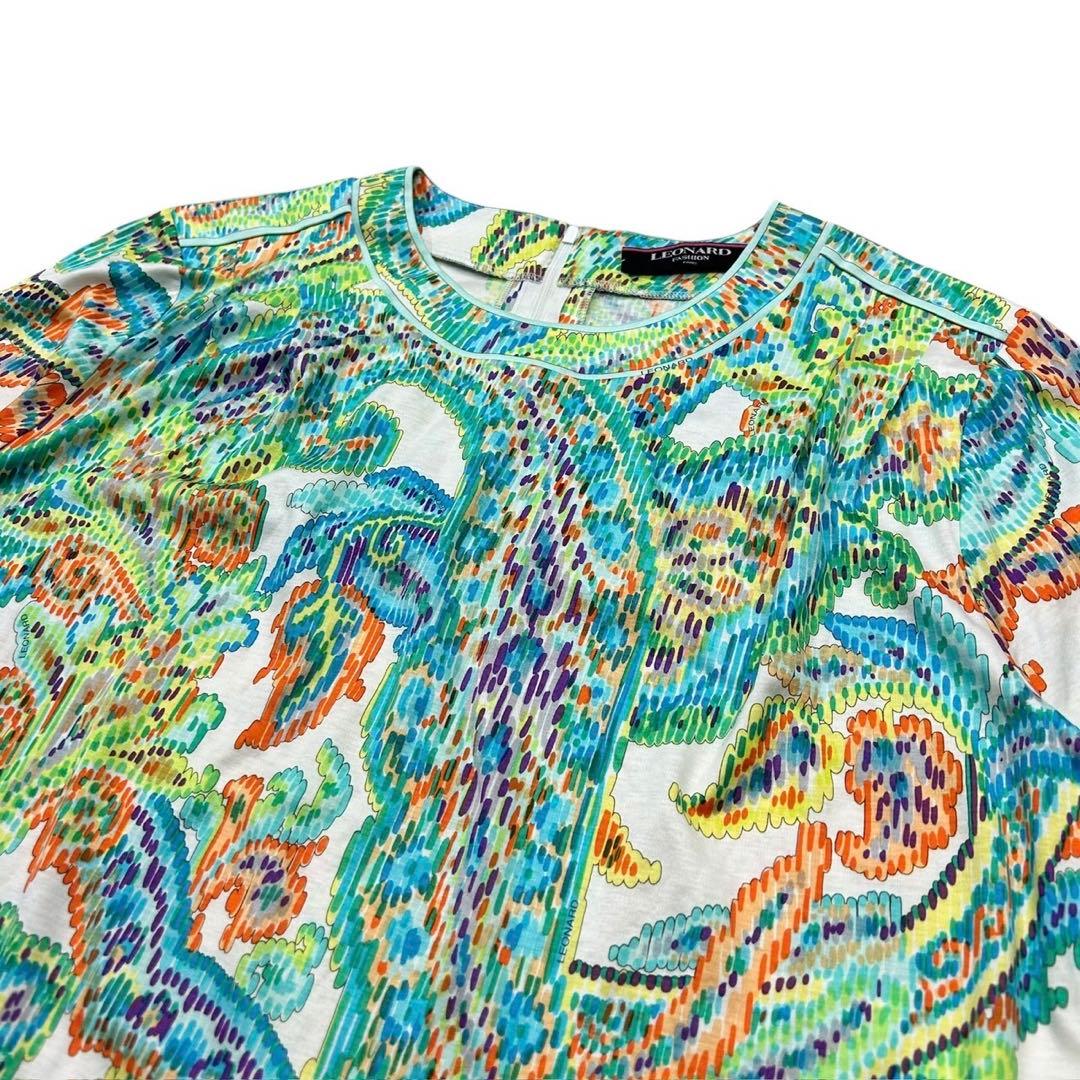 美品 LEONARD 半袖 総柄トップス レディースLL 三共生興取り扱い品