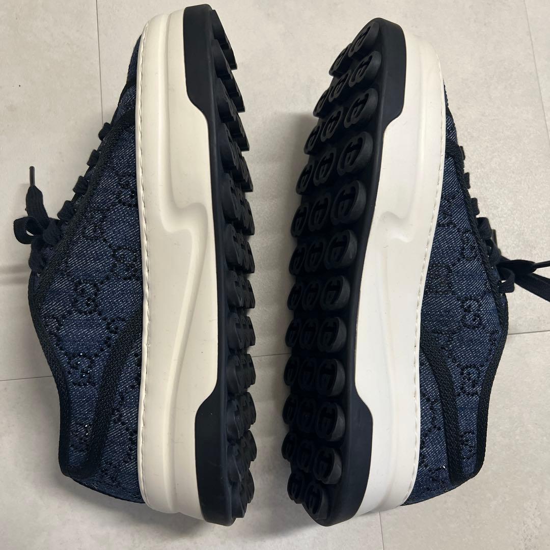 新品　GUCCI グッチ　スニーカー　GG キャンバス　厚底　ネイビー　ブラック