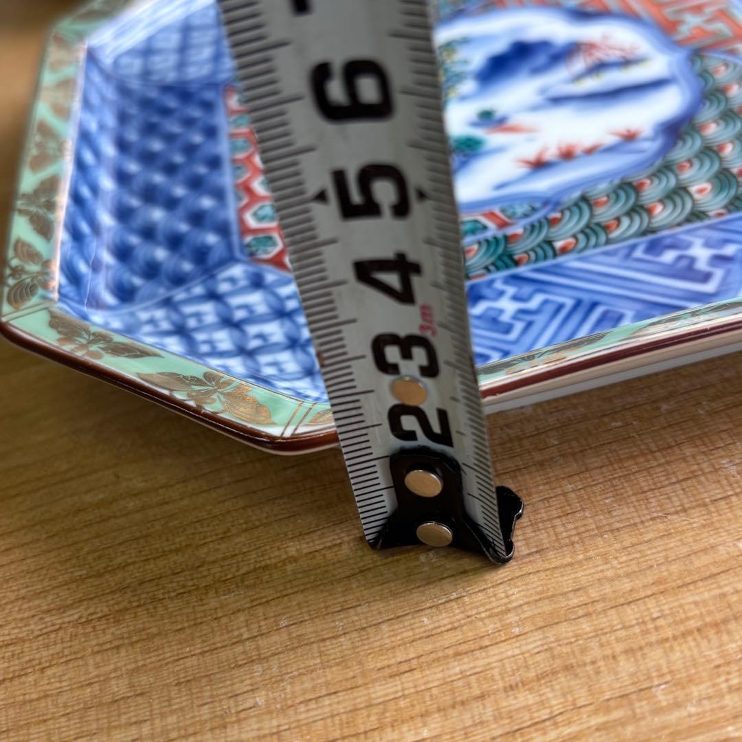 龍峰窯 緑彩金欄手 八角皿 5枚 八角形の陶磁器皿 取り皿