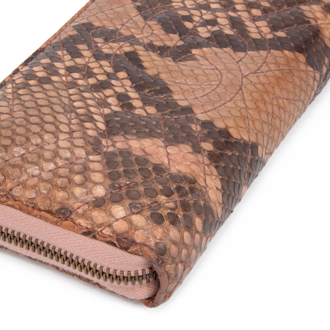 本物 グッチ 長財布 ファスナー レディース パイソン GGマーモント 茶色