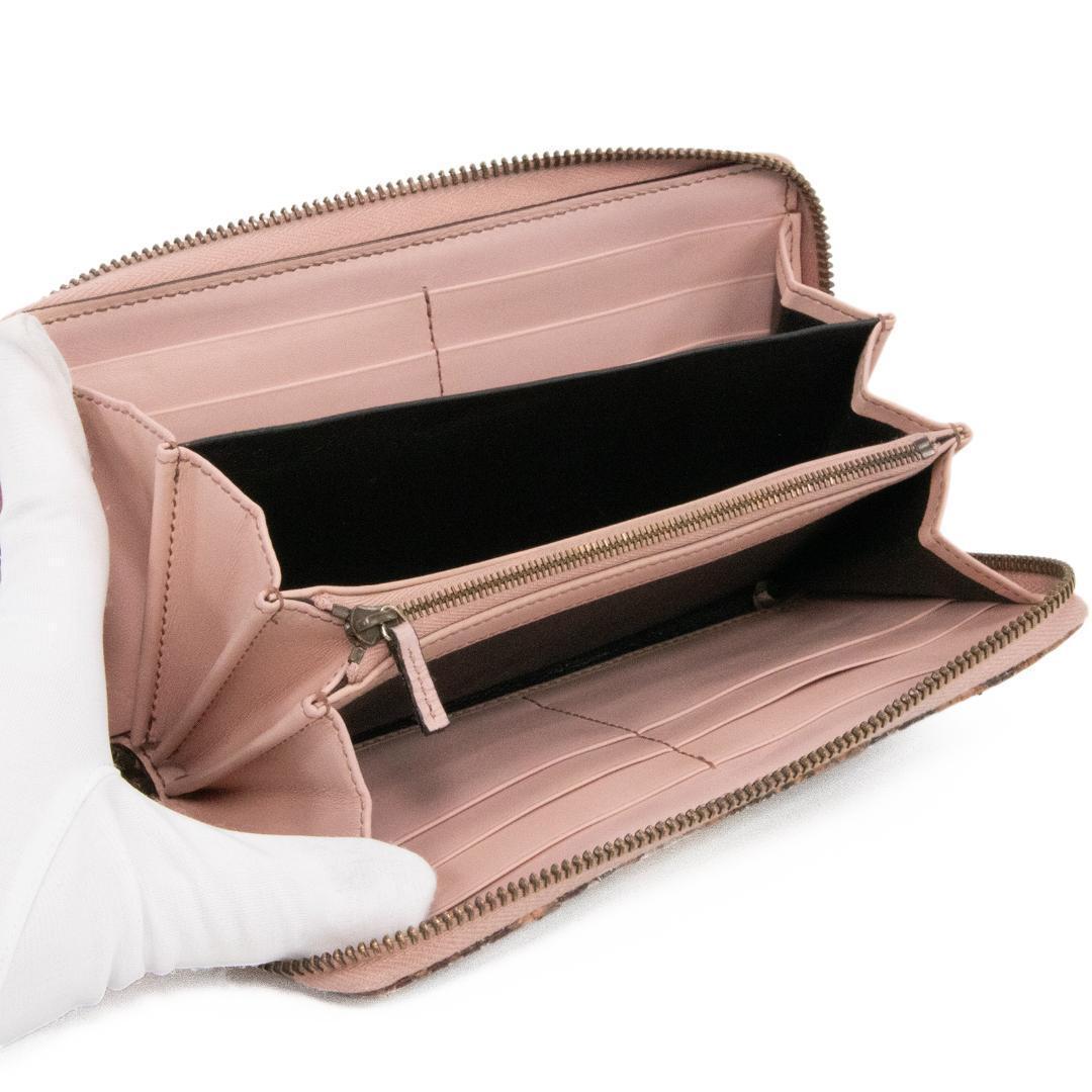 本物 グッチ 長財布 ファスナー レディース パイソン GGマーモント 茶色