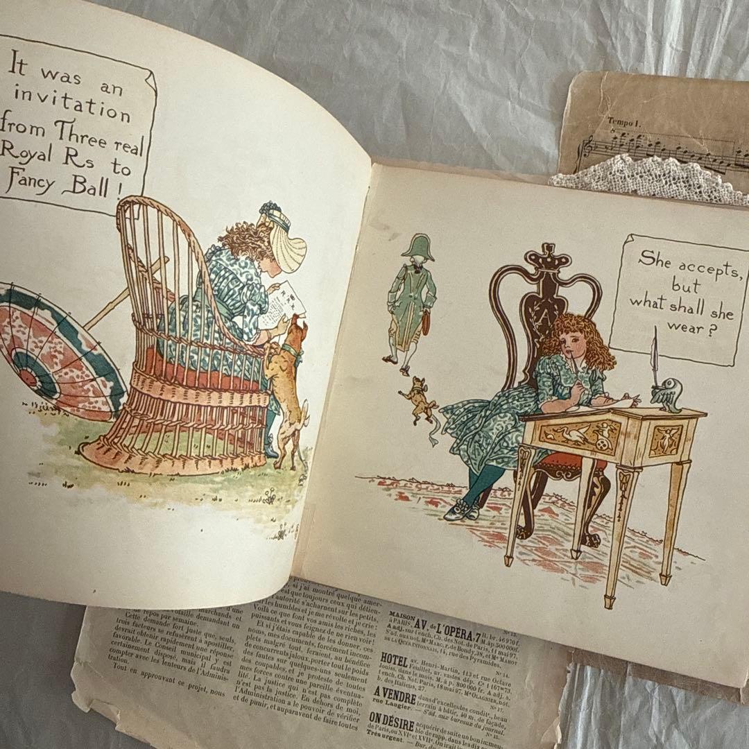 稀少アンティーク美しい挿絵のイギリス絵本ウォルタークレイン洋書ジャンクジャーナル