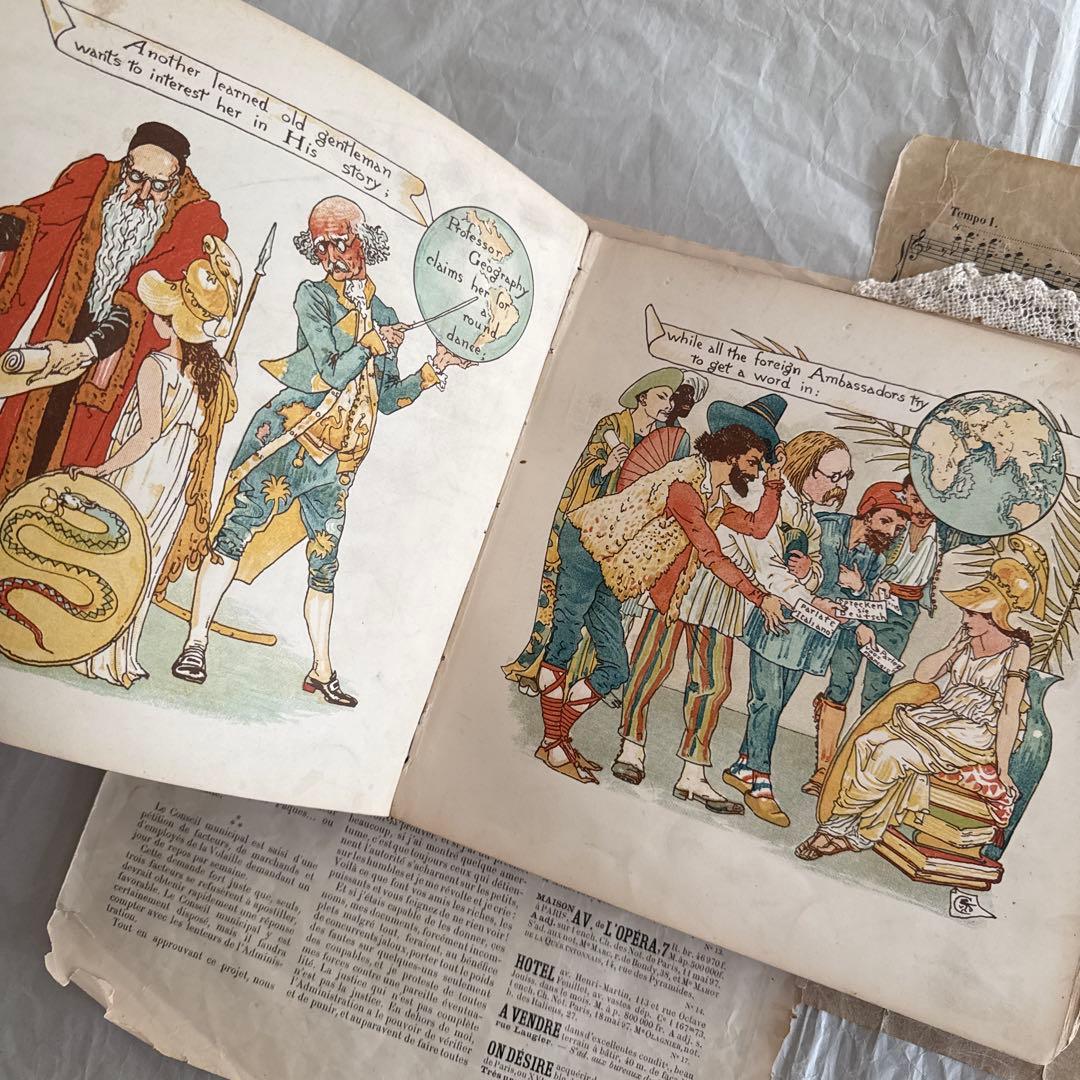 稀少アンティーク美しい挿絵のイギリス絵本ウォルタークレイン洋書ジャンクジャーナル